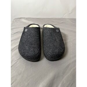BIRKENSTOCK Gray Wool Felt Shearling Lined Clogs Slippers Size 37